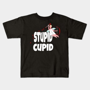Funny, cute Valentine's Day Gift, "Stupid Cupid". Kids T-Shirt